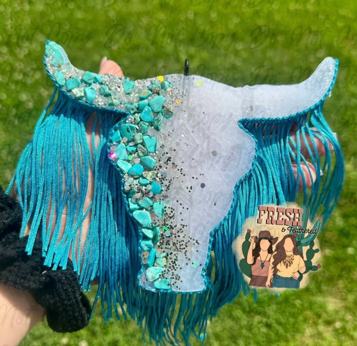 Turquoise Stone Bull Skull Freshie