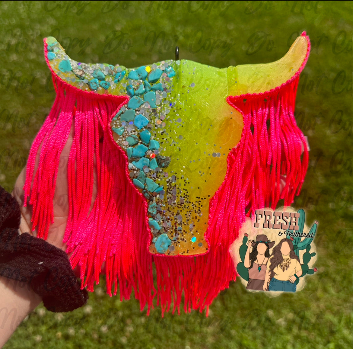 Turquoise Stone Bull Skull Freshie